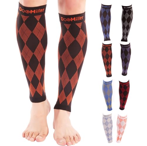 Image of Premium Calf Compression Sleeve 1 Pair 20-30mmHg Strong Calf Support Graduated Pressure for Sports Running Muscle Recovery Shin Splints Varicose Veins Doc Miller (Argyle Black.Orange, X-Large)