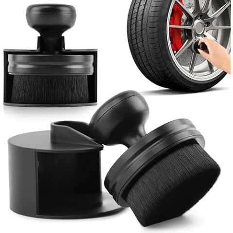 PURATEN 2 pcs Car Tire Shine Applicator Brush, Automotive Tire Dressing Applicator Brushes, Portable Car Tire Detail Brush for Vehicles Care Tire Detailing Polish Wax Applicator (Color:Black) Cover