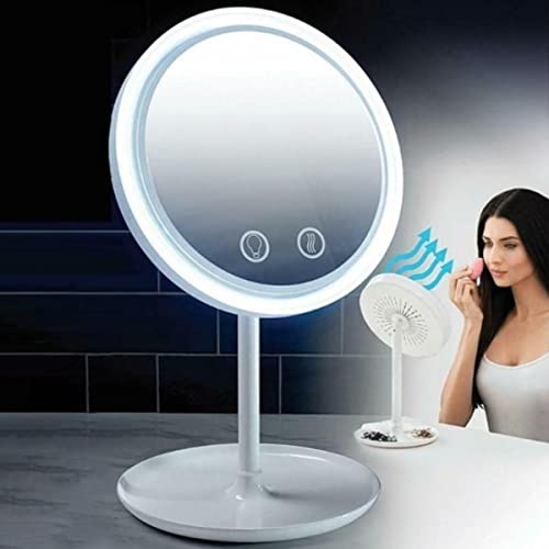 ESPELHO LED MAQUIAGEM MAKE VENTILADOR TOUCH BRANCO FT-26