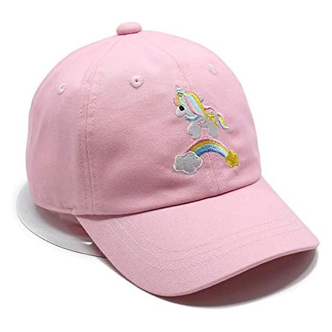 Julerwoo Kids Girls Unicorn Baseball Cap Pink Cotton Sun Hat for 3-12Y (Rainbow Unicorn) Cover