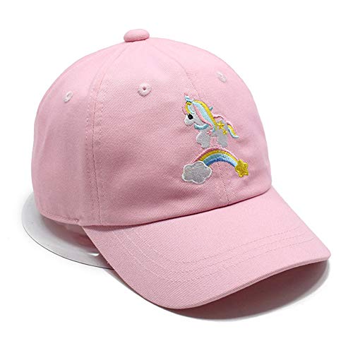 Julerwoo Kids Girls Unicorn Baseball Cap Pink Cotton Sun Hat For 3-12Y (Rainbow Unicorn) #TOP24