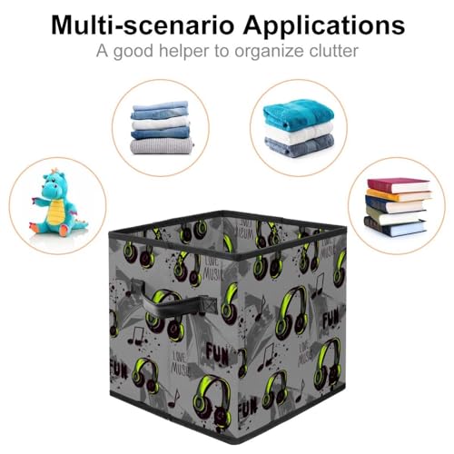 Boîte de rangement pliable avec poignées en tissu rigide style cube