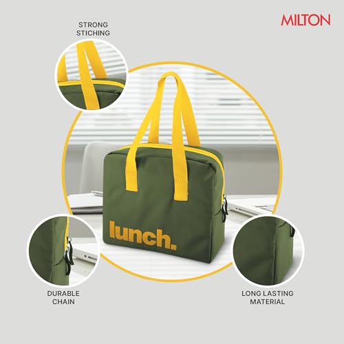 Image of MILTON The Lunch Bag | Insulated Tiffin Bag for Office, Men & Women | Eco-Friendly, Durable & Spacious | Fits Lunch Box & Bottle | Multi-Use Bag for School & Travel | 2.56 L - Green
