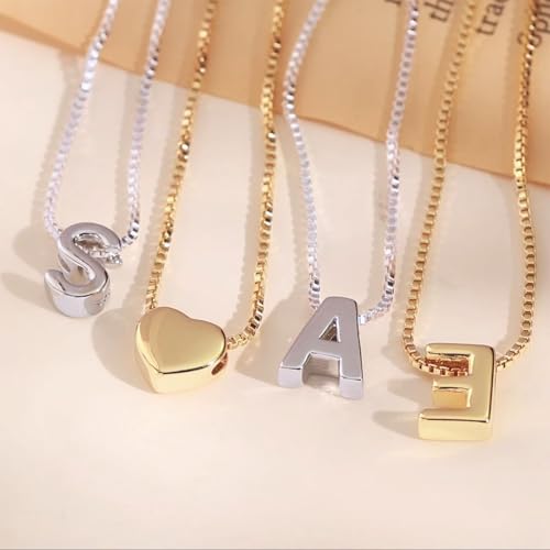 Initial-Necklaces A-Necklaces for Women|Men - Personalized Initial Letter A-Z & Heart Necklace Simple Letter Initial Pendant Necklace for Women|Men Jewelry Gifts4