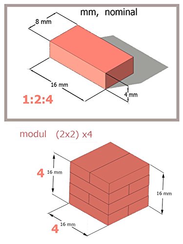 ALEA Mosaik Backsteine, Ziegel, 16x8x4mm, für Modellbau,. 500 echte Ziegel,