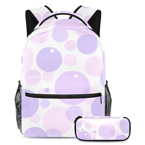 Sac à dos avec trousse violet multicolore grand compartiment pour étudiant et ado