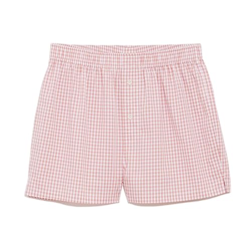 Image of Yuemengxuan Y2k Plaid Shorts Baggy Boxer Shorts for Women Elastic Waist Casual Lounge Bottom Gingham Pajama Shorts Sleepwear