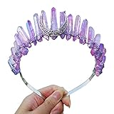  Mouci Brautschmuck Halbmond Tiara Krone Regenbogen Rohquarz Kristall Stirnband