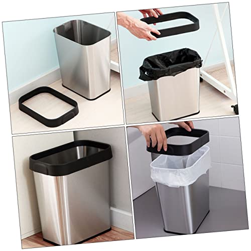Caneca de basura rectangular con aro prensador de acero inoxidable miniatura 7