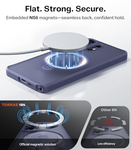 Image of TORRAS Q3 Spin for Samsung Galaxy S26 Ultra Case, 360 Magnetic Stand, Compatible with MagSafe, Shockproof Slim Protective Back Cover with Ring Kickstand | Translucent Matte Finish | Aesthetic Purple
