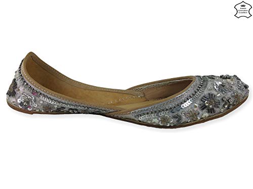 Image of Fulkari Women's Nappa Soft Genuine Leather Juttis | Bite and Pinch Free Jutis | Punjabi Jutti For Ladies | Casual Flat Stylish Mojari | Ethnic Flats For Girls |