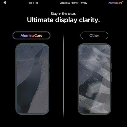 Image of Spigen GlasTR EZ FIT Pro Privacy Screen Protector for Pixel 11 Pro XL | AluminaCore, Aluminum-enhanced 10H+ tempered glass, Privacy Filter, auto-align tray, Original touch, Case-friendly, 2Pack