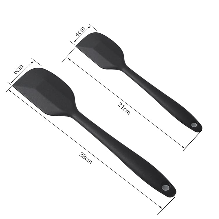 Soulnioi Silicone Spatulas Set in 2,Silicone Kitchen Utensils,Rubber Spatula Heat Resistant for Cooking,Baking and Mixing Black One Big One Small - Image 2