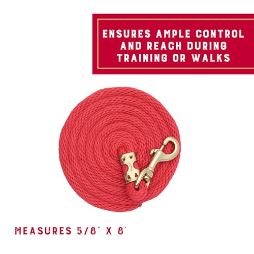 Image of Weaver Equine Performance Lead Rope, Lime Zest, 8' Horse Value Rope with Brass Plated 225 Snap, Soft Comfort Grip, Barn Horse Tack for Daily Use