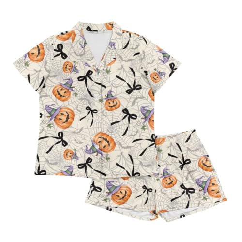 Image of Renewold Women's Short Sleeve Pajama Set Button Down Sleepwear with Notch Collar Soft Lounge Top and Shorts with Pockets
