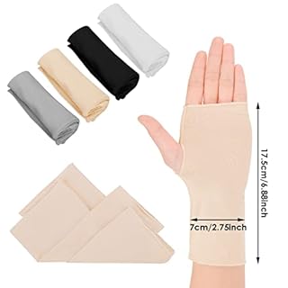 Yolev 4 Paires Gants Sans Doigts Protection UV Femme Gants Longueur Poignet Légers Filles Sunscreen Fingerless Gloves Dames Crème Solaire Antidérapante pour la Conduite en Plein Air en été