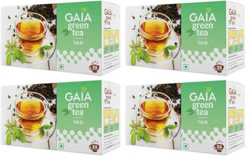 Image of GAIA Tulsi Green Tea 25 Tea Bags|Antioxidants|Build Immunity|Fight Infections|Improving Metabolism|Detoxifying The Body|Regular Consumption Supports Weight Loss (220 Gram, Pack Of-2) (Pack of 2)