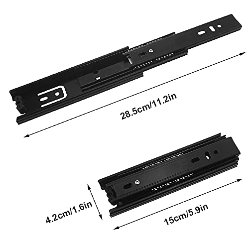 Prmape 2 Stück Schubladenschienen, 150mm Schubladen Auszugsschienen, 3 Falten Teleskopauszug Schublade, Schubladen Scharniere Vollauszug 285mm, Schwere Tragfähigkeit von 45 KG