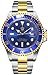 Reginald Mens Luminous Watch Rotatable Bezel Sapphire Glass Blue Dial Gold Stainless Steel Quartz Watches