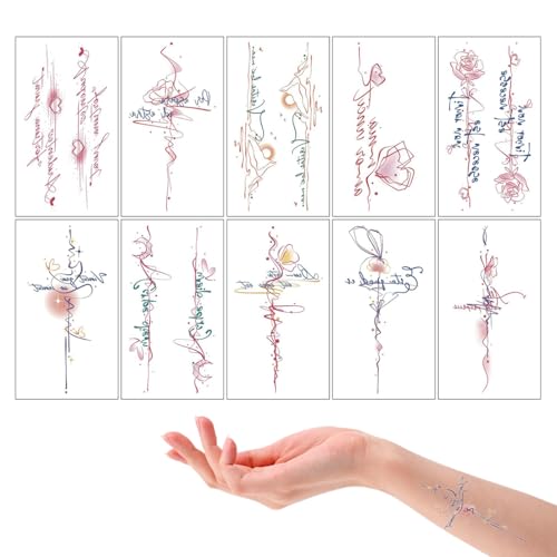 OHREN 10 folhas tatuagens temporárias realistas com frases inspiradoras em latino