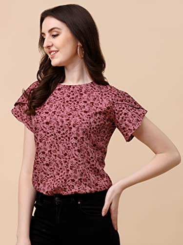 Image of Wedani Women's Casual Short Sleeves Round Neck Foral Regular Fit Top