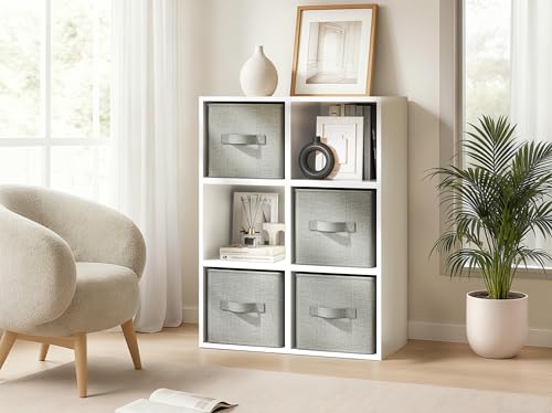 Image of LayerSpace 4 Pack Foldable Fabric Closet Storage Bins, 11Inch Organizer Cubes with Handles, Linen Storage Boxes for Clothes, Toys, Books and Home Organization,Gray