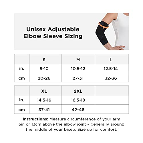 Tommie Copper Pro-Grade Compression Elbow Sleeve, Unisex, Men & Women, Adjustable Ultimate Support Sleeve For Tennis Elbow, Inflammation & Golfers Elbow - Black - Large #TOP6