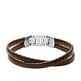 Material: Edelstahl Fossil Herren Armband Leather Essentials mehrsträngig Leder braun, JF03685040