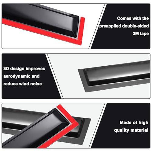 AUXKO Rain Guards for Subaru Forester 2025, Window Vent Visors Accessory - Tape-On Rain Guard Window Visor for Subaru Forester 2025, Easy Install Car Side Window Wind Deflectors & Visors Smoke Black - Thumbnail 4