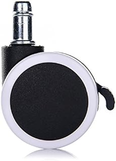 LIHAO 5pcs Replacement Office Chair Wheels Resistant with Safty Brake for Hard Floors (White and Black, 11/50 mm)