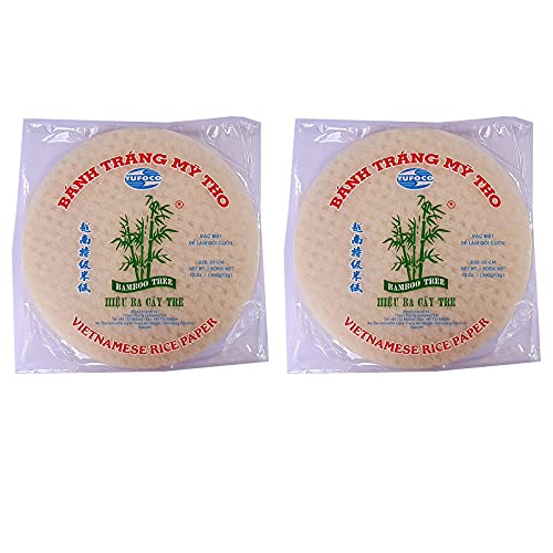 Round Vietnamese Rice paper 22cm 340g Summer Roll Goi Cuon Banh Trang Fresh Spring Roll Pack of 2