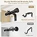 Yafex Curtain Rod 32-144 Inch, Heavy Duty 1 Inch Adjustable Curtain Rods for Windows, Black Extra Long Window Treatment Rods, Modern Design, Easy Installation