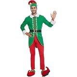KDFJIEelf Christmas costumes for adults,elf costume men,elf costume for women,buddy the elf costume