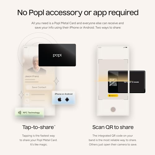 Image of Authentic Patented Popl Card (Avoid Fake Knockoffs) - Smart NFC Networking Card - Simply Tap to Exchange Contact Info, Capture Leads, & Manage Contacts (Metal Black)