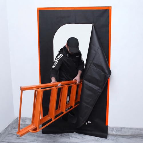 Anti-Dust Zip Door Cover Size 220 cm X 110 cm Heavy Duty Door Zipper Sheet for Decorating and Painting with Double Puller Thick Polypropylene Building Door Dust Protector Drop Cloth Sheet for DIY