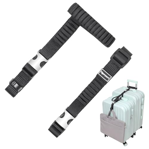 Image of Vigorport Luggage Straps, Metal Luggage Connector Straps for Suitcases, Stretchable Add A Bag Adjustable Attachment Accessories Belts (Black, Small)