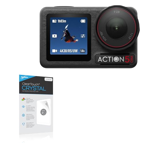BoxWave Screen Protector Compatible With DJI Osmo Action 5 Pro - ClearTouch Crystal (2-Pack), HD Film Skin - Shields From Scratches