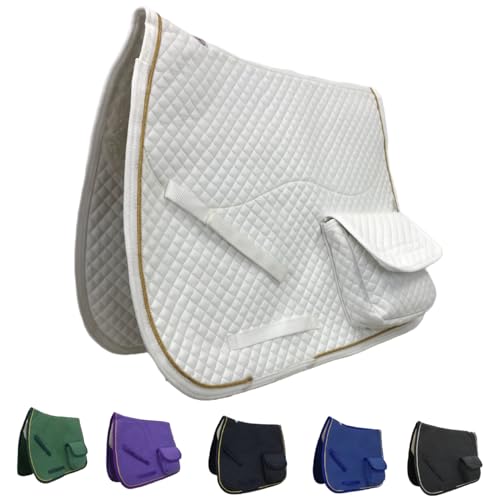 Derby Originals Dressage Saddle Pad with Pockets and Half Fleece Padding, White