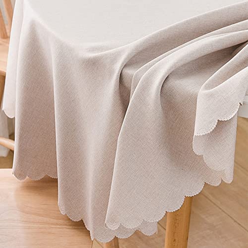 Image of Jeloris Round Waterproof Tablecloth Spill-Proof Stain Resistant Table Cloth Wrinkle Free Washable Decorative Fabric Table Cover for Kitchen, Dining, Parties, Buffet, Wedding(47 inch, Beige)