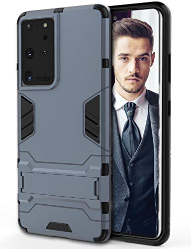 Galaxy S21 Ultra Case Rugged Metal Armor Cover for Samsung Galaxy S21 Ultra Case with Kickstand Military-Grade Hybrid Heavy Duty Shockproof Bumper Cases for Samsung S21 Ultra Silicone Tough Shell