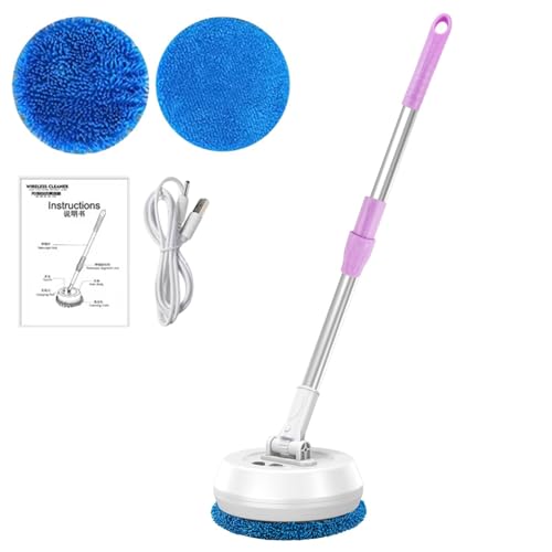 Mano Eléctrica - Limpiador De Suelos Giratorio Inalámbrico De 180 ° | Potente Máquina De Limpieza De Pisos Y Pulidora Con Rodamientos Dobles Para Madera Duro, Laminado, Mármol, Vinilo Y Azulejos