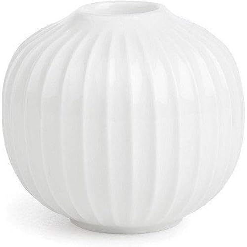 Kahler Hammershoi Candle Holder | White Grooved Porcelain | 2.2 Inch