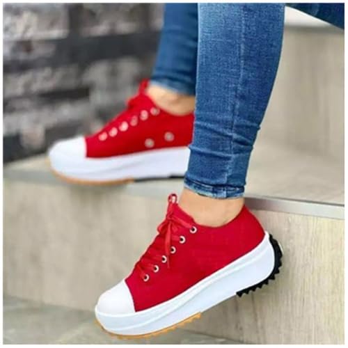 Elsvia Orthopedic Shoes for Women, Hiking Comfortable Casual Canvas Sneakers, Thick Sole Breathable Shoes 6
