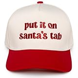 Funky Junque Two Tone Vintage Snapback Hat - Put It On Santa's Tab - Beige/Red