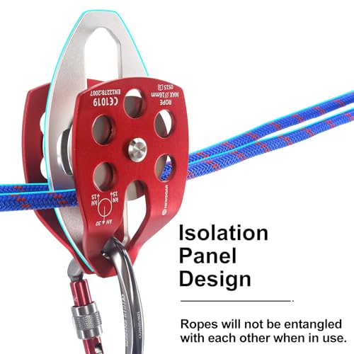 Image of NewDoar 30 KN CE Certified Large Rescue Pulley Single /Double Sheave with Swing Plate