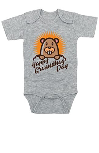 TeeNow - Happy Groundhog Day - Baby/Infant Bodysuit, Boy/Girl Unisex, Short Sleeve, Multiple Colors and Sizes