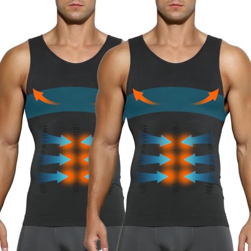 Casey Kevin 2er Pack Shapewear Herren Kompressionsshirt Herren Bauchweg Unterhemd Tank Top