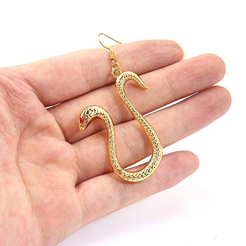 One Pair of Boa Hancock Pirate Empress Gold Snake Cosplay Earrings2