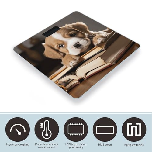 Báscula digital de baño con diseño cachorro y libro miniatura 3