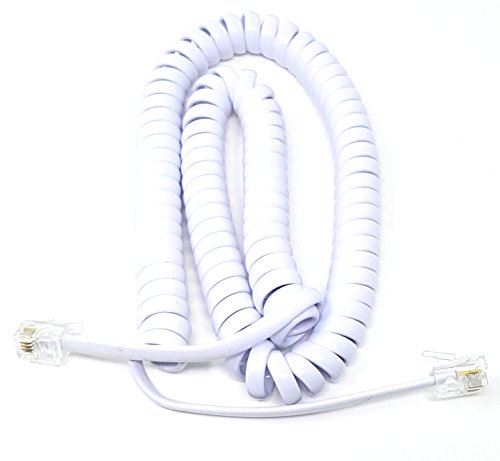 Maincore 3m long White RJ10 to RJ10 Coiled Spiral Telephone Handset Receiver Cable Wire Lead Cord (Available in 2m, 3m, 5m, 6.5m) (3m)
